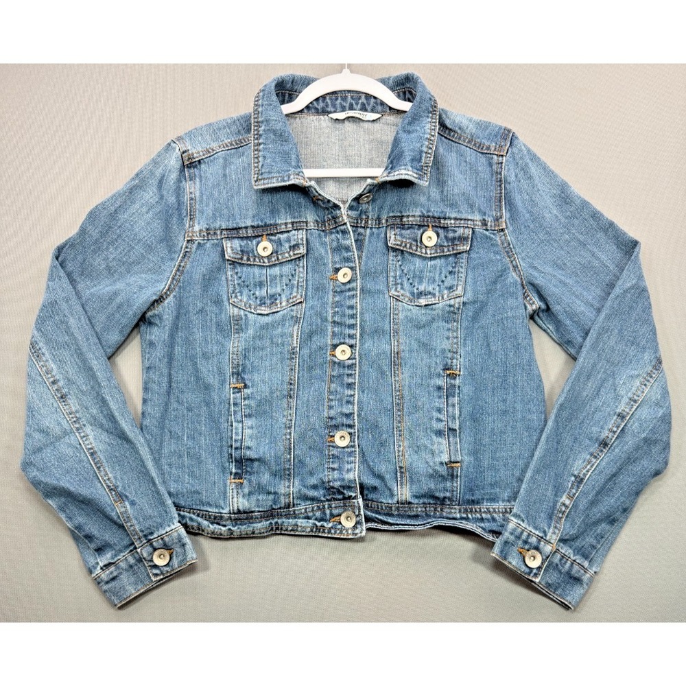 Highway Jeans Womens XL Blue Denim Trucker Jacket Medium Wash Stretch